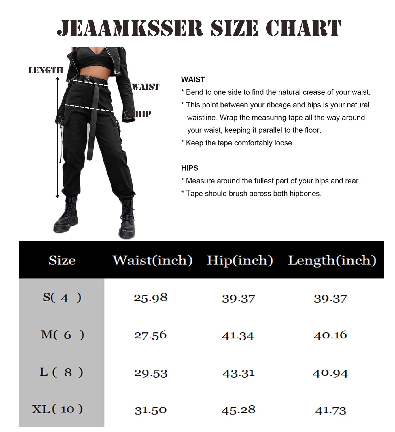 JEAAMKSSER Womens High Waisted Black Cargo Pants with Pockets Baggy Solid Y2k Streetwear Pants