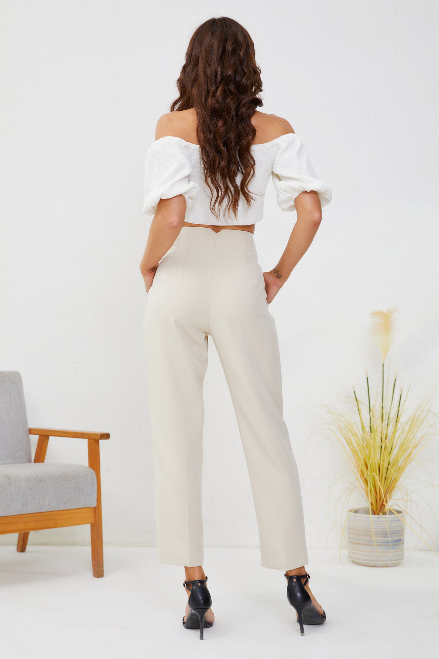 JEAAMKSSER Women's High Waisted Business Trousers Straight Leg Pleated Office Slacks Pants