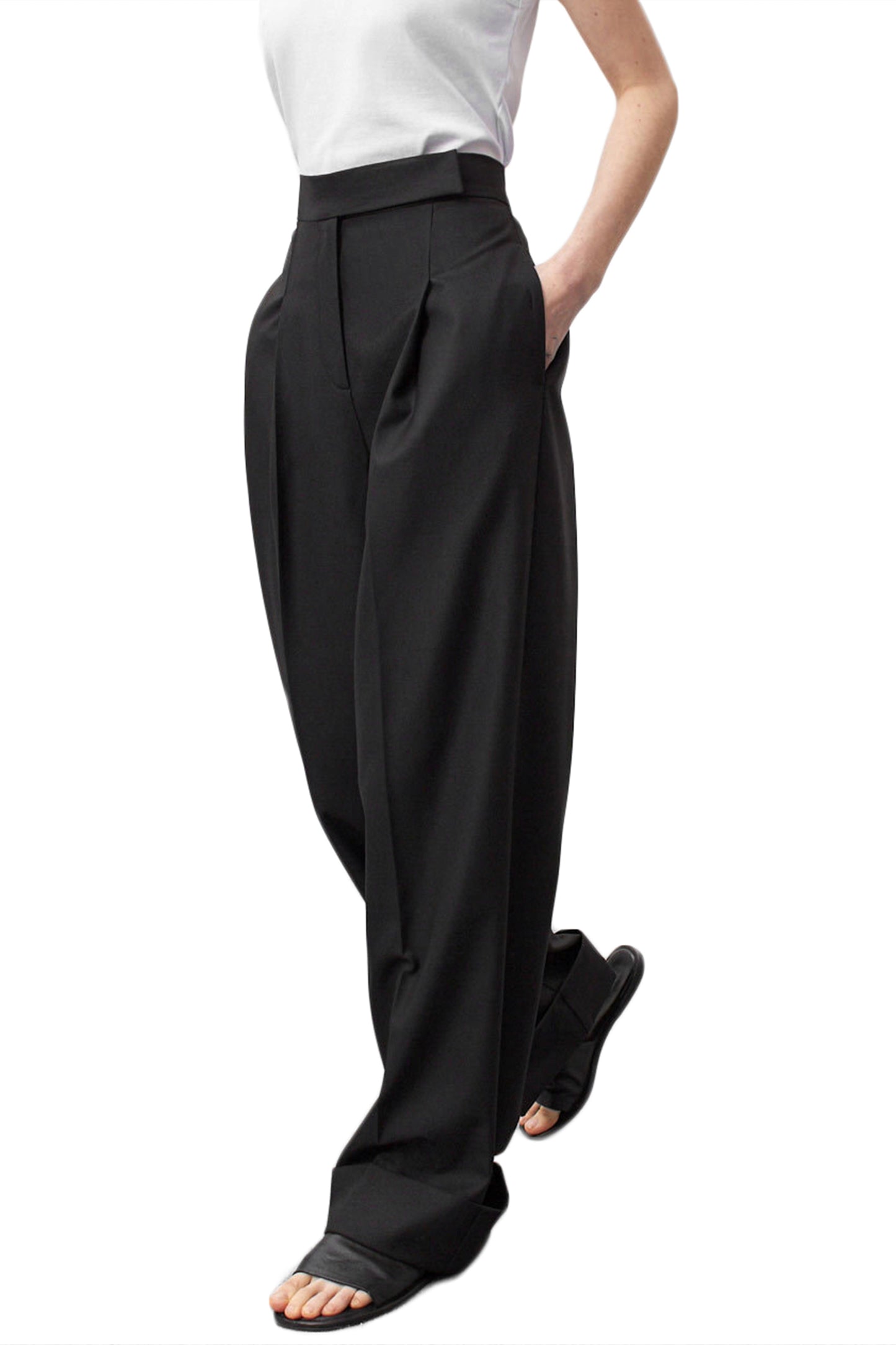 JEAAMKSSER Women’s Wide Leg Trousers Pants High Waisted Black Business Work Straight Leg Long Pants