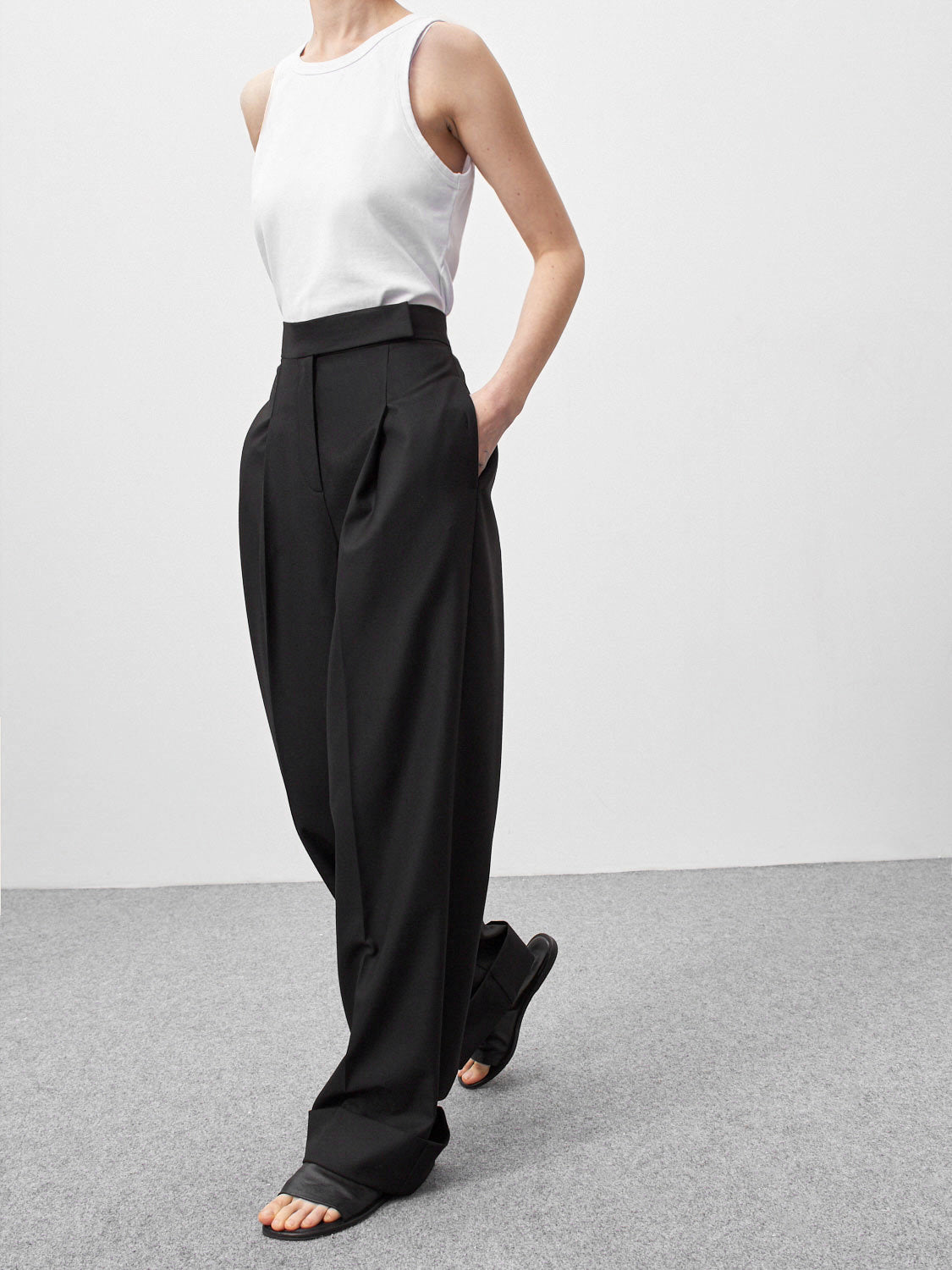 JEAAMKSSER Women’s Wide Leg Trousers Pants High Waisted Black Business Work Straight Leg Long Pants