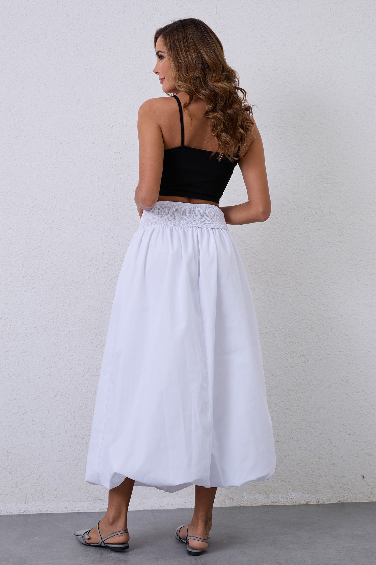 JEAAMKSSER Y2K Bubble Maxi Skirts for Women A Line Long Pleated Casual Summer Skirts 2024 Elastic Waist Balloon Midi Skirt
