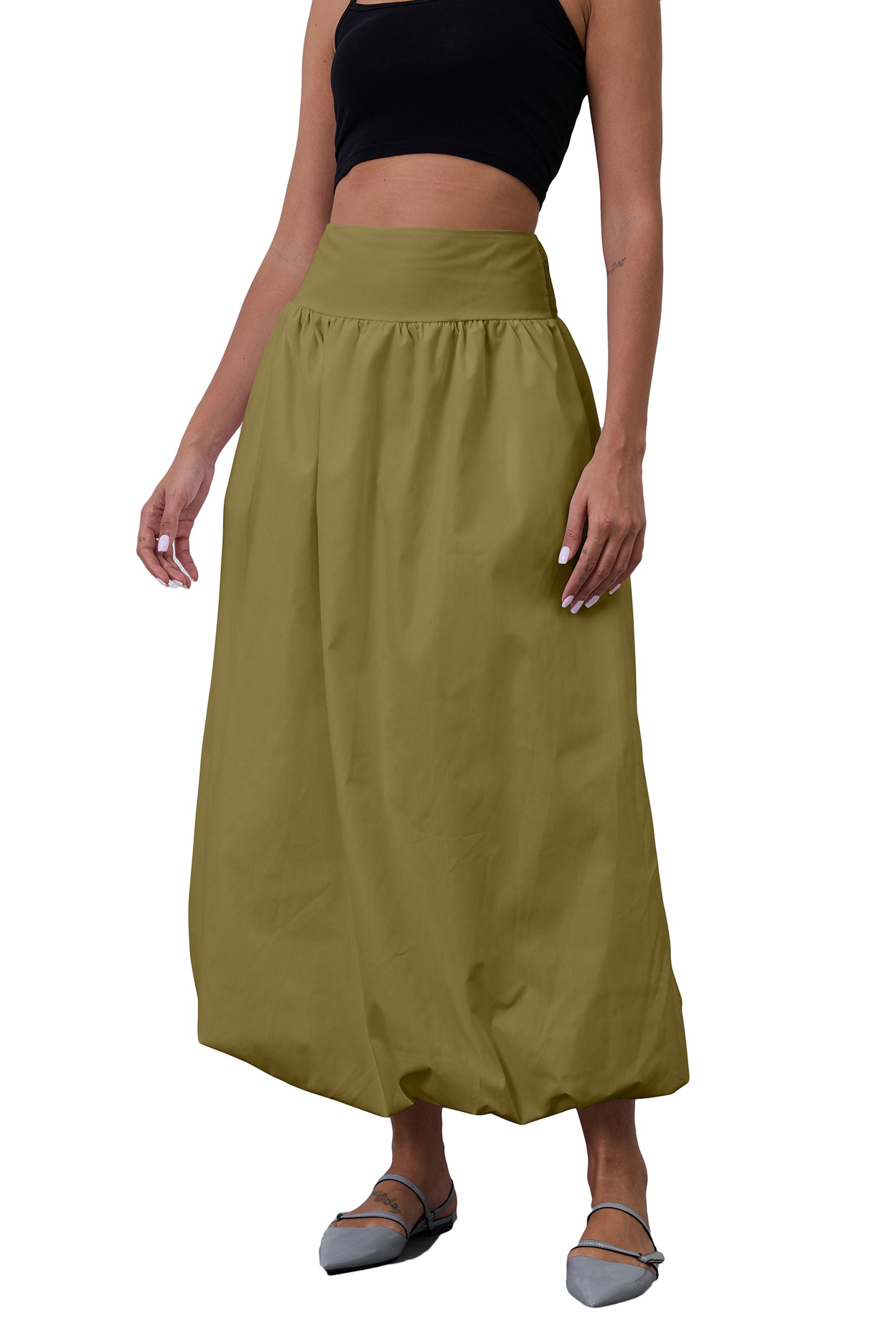 JEAAMKSSER Y2K Bubble Maxi Skirts for Women A Line Long Pleated Casual Summer Skirts 2024 Elastic Waist Balloon Midi Skirt