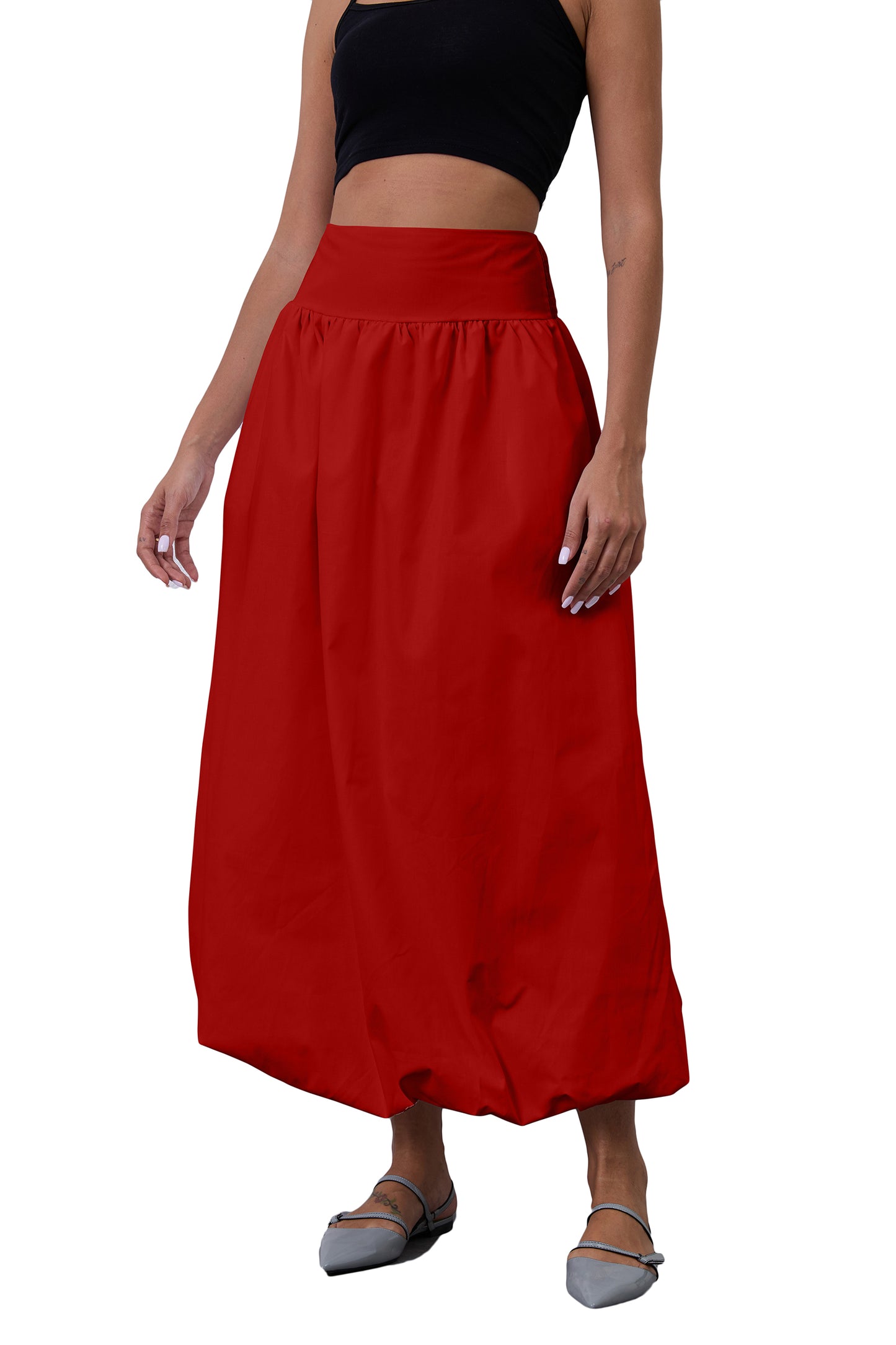 JEAAMKSSER Y2K Bubble Maxi Skirts for Women A Line Long Pleated Casual Summer Skirts 2024 Elastic Waist Balloon Midi Skirt