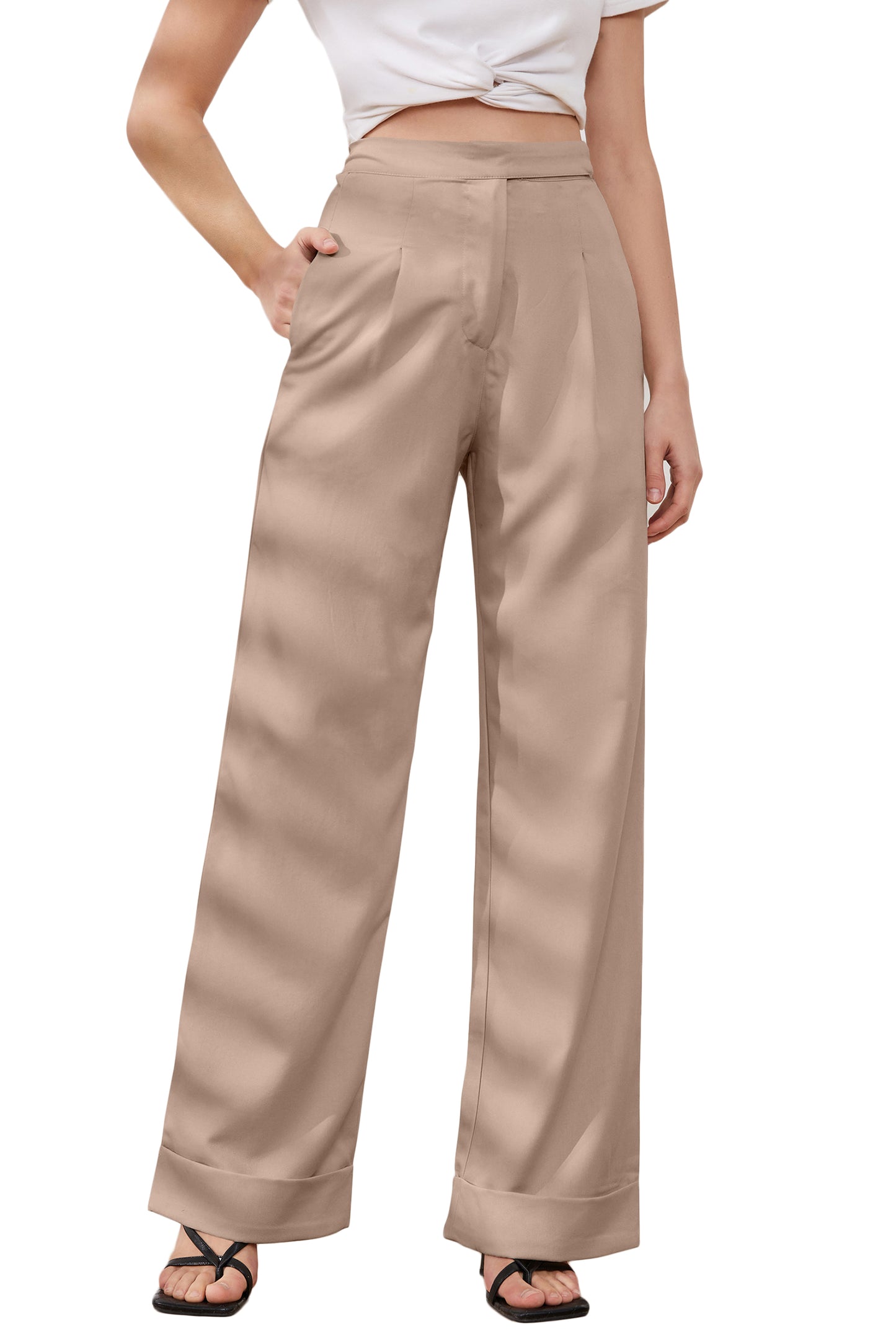 JEAAMKSSER Women’s Wide Leg Trousers Pants High Waisted Black Business Work Straight Leg Long Pants khaki