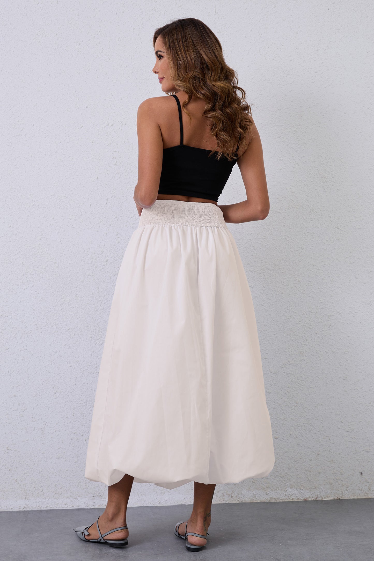 JEAAMKSSER Y2K Bubble Maxi Skirts for Women A Line Long Pleated Casual Summer Skirts 2024 Elastic Waist Balloon Midi Skirt
