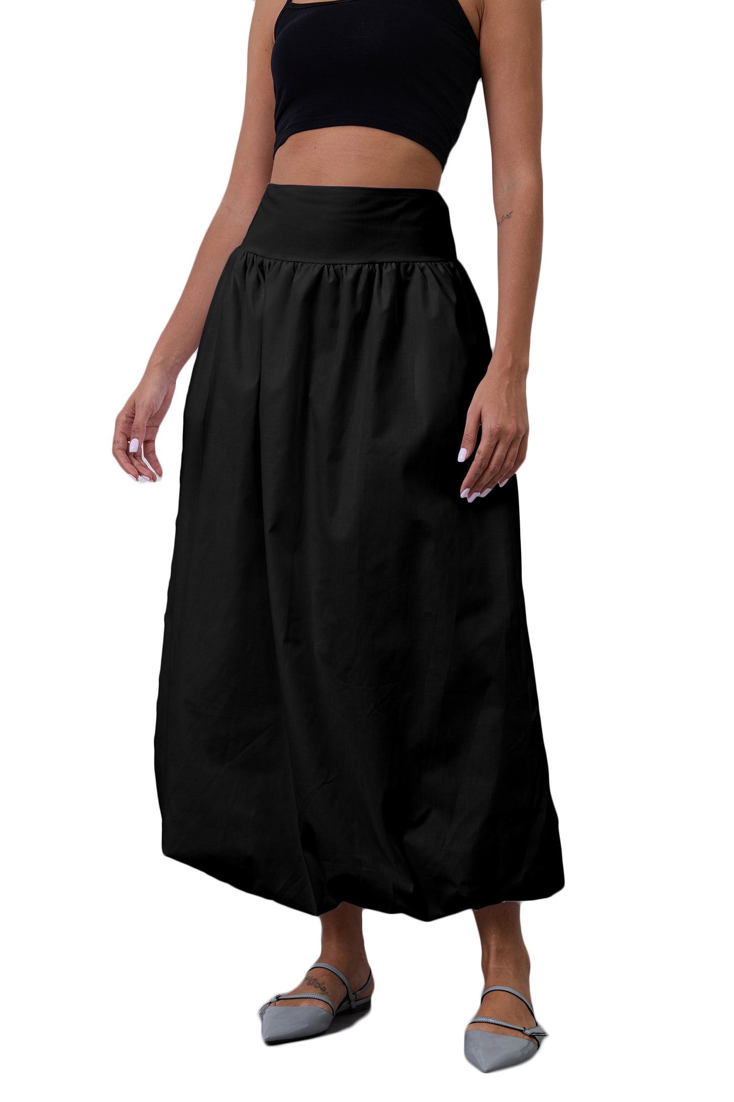 JEAAMKSSER Y2K Bubble Maxi Skirts for Women A Line Long Pleated Casual Summer Skirts 2024 Elastic Waist Balloon Midi Skirt